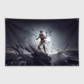 Флаг-баннер с принтом DISHONORED DEATH OF THE OUTSIDER в Тюмени, 100% полиэстер | размер 67 х 109 см, плотность ткани — 95 г/м2; по краям флага есть четыре люверса для крепления | billie | lurk | билли | лерк | чужой
