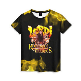 Женская футболка 3D с принтом Recuerdos Muertos в Тюмени, 100% полиэфир ( синтетическое хлопкоподобное полотно) | прямой крой, круглый вырез горловины, длина до линии бедер | глэм | группа | метал | монстры | рок | хард | хардрок | хэви | хэвиметал | шок | шокрок