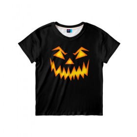 Детская футболка 3D с принтом Halloween в Тюмени, 100% гипоаллергенный полиэфир | прямой крой, круглый вырез горловины, длина до линии бедер, чуть спущенное плечо, ткань немного тянется | 31 октября | halloween | арт | монстр | праздник | рожица | тыква | хэллоуин