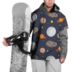 Накидка на куртку 3D с принтом Луна в Тюмени, 100% полиэстер |  | астероид | луна | метеорит | планета | сатурн | юпитер