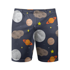 Мужские шорты 3D спортивные с принтом Луна в Тюмени,  |  | астероид | луна | метеорит | планета | сатурн | юпитер