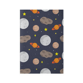 Обложка для паспорта матовая кожа с принтом Луна в Тюмени, натуральная матовая кожа | размер 19,3 х 13,7 см; прозрачные пластиковые крепления | Тематика изображения на принте: астероид | луна | метеорит | планета | сатурн | юпитер