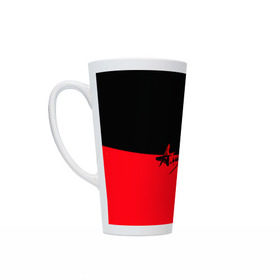 Кружка Латте с принтом Флаг группа Алиса в Тюмени, Белая керамика | Объем 480 мл; Высота 150 мм; Диаметр 90 мм | алиса | группа | красный | рок | черный