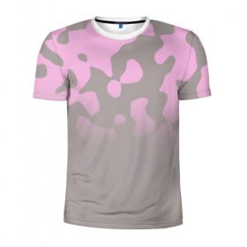Мужская футболка 3D спортивная с принтом Камуфляж пурпурно-розовый Up в Тюмени, 100% полиэстер с улучшенными характеристиками | приталенный силуэт, круглая горловина, широкие плечи, сужается к линии бедра | 