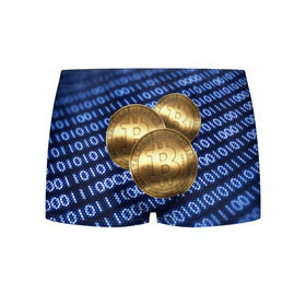 Мужские трусы 3D с принтом Bitcoin в Тюмени, 50% хлопок, 50% полиэстер | классическая посадка, на поясе мягкая тканевая резинка | bitcoin | блокчейн | криптовалюта