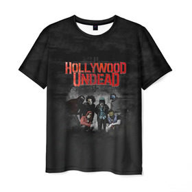 Мужская футболка 3D с принтом Группа Hollywood Undead в Тюмени, 100% полиэфир | прямой крой, круглый вырез горловины, длина до линии бедер | 