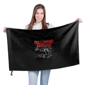 Флаг 3D с принтом Группа Hollywood Undead в Тюмени, 100% полиэстер | плотность ткани — 95 г/м2, размер — 67 х 109 см. Принт наносится с одной стороны | Тематика изображения на принте: 