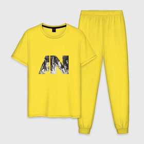 Мужская пижама хлопок с принтом AWOLNATION в Тюмени, 100% хлопок | брюки и футболка прямого кроя, без карманов, на брюках мягкая резинка на поясе и по низу штанин
 | 
