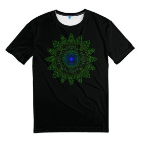 Мужская футболка 3D с принтом Ornamental в Тюмени, 100% полиэфир | прямой крой, круглый вырез горловины, длина до линии бедер | geometric | linework | mandala | ornament | геометрия | лайнворк | орнамент