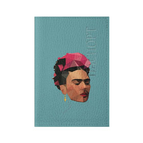 Обложка для паспорта матовая кожа с принтом Фрида в Тюмени, натуральная матовая кожа | размер 19,3 х 13,7 см; прозрачные пластиковые крепления | автопортрет | испания | кало | мексика | портрет | художница