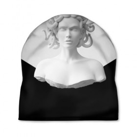 Шапка 3D с принтом Snake girl в Тюмени, 100% полиэстер | универсальный размер, печать по всей поверхности изделия | snake | белый | волосы | глаза | губы | девушка | змеи | скульптура | тело.черный | цвет
