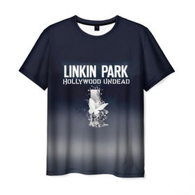 Мужская футболка 3D с принтом Linkin Park и Hollywood Undead в Тюмени, 100% полиэфир | прямой крой, круглый вырез горловины, длина до линии бедер | 
