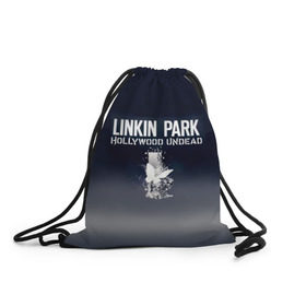Рюкзак-мешок 3D с принтом Linkin Park и Hollywood Undead в Тюмени, 100% полиэстер | плотность ткани — 200 г/м2, размер — 35 х 45 см; лямки — толстые шнурки, застежка на шнуровке, без карманов и подкладки | 