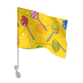 Флаг для автомобиля с принтом Чупа-Чупс в Тюмени, 100% полиэстер | Размер: 30*21 см | конфеты | леденец | паттерн | сладость | узор | чупа чупс