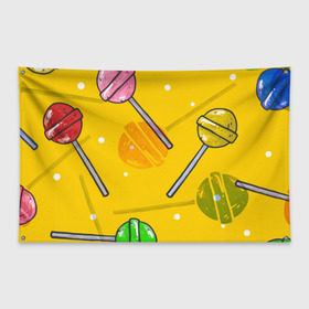 Флаг-баннер с принтом Чупа-Чупс в Тюмени, 100% полиэстер | размер 67 х 109 см, плотность ткани — 95 г/м2; по краям флага есть четыре люверса для крепления | конфеты | леденец | паттерн | сладость | узор | чупа чупс