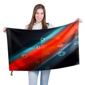 Флаг 3D с принтом Компьютерный век в Тюмени, 100% полиэстер | плотность ткани — 95 г/м2, размер — 67 х 109 см. Принт наносится с одной стороны | абстракция | информатика | нано | технологии