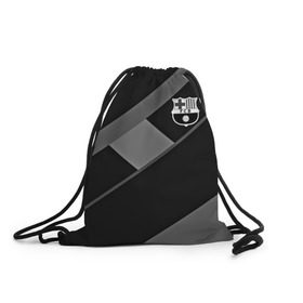 Рюкзак-мешок 3D с принтом FC Barcelona gray collection в Тюмени, 100% полиэстер | плотность ткани — 200 г/м2, размер — 35 х 45 см; лямки — толстые шнурки, застежка на шнуровке, без карманов и подкладки | Тематика изображения на принте: fc barcelona | мяч | спорт | футбол | чеппионат