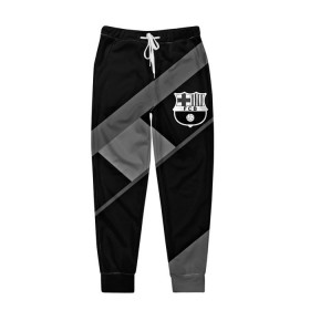 Мужские брюки 3D с принтом FC Barcelona gray collection в Тюмени, 100% полиэстер | манжеты по низу, эластичный пояс регулируется шнурком, по бокам два кармана без застежек, внутренняя часть кармана из мелкой сетки | fc barcelona | мяч | спорт | футбол | чеппионат