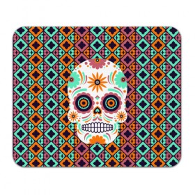 Коврик прямоугольный с принтом Цветочный череп в Тюмени, натуральный каучук | размер 230 х 185 мм; запечатка лицевой стороны | skull | мексика | орнамент | узоры | цветы | череп