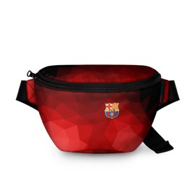 Поясная сумка 3D с принтом FC Barcelona red polygon 2018 в Тюмени, 100% полиэстер | плотная ткань, ремень с регулируемой длиной, внутри несколько карманов для мелочей, основное отделение и карман с обратной стороны сумки застегиваются на молнию | fc barcelona | мяч | спорт | футбол | чеппионат