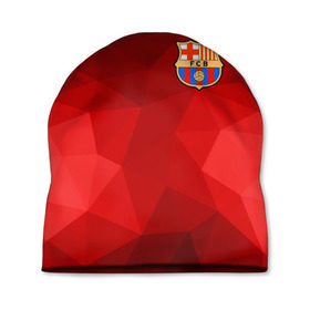 Шапка 3D с принтом FC Barcelona red polygon 2018 в Тюмени, 100% полиэстер | универсальный размер, печать по всей поверхности изделия | fc barcelona | мяч | спорт | футбол | чеппионат