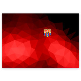 Поздравительная открытка с принтом FC Barcelona red polygon 2018 в Тюмени, 100% бумага | плотность бумаги 280 г/м2, матовая, на обратной стороне линовка и место для марки
 | Тематика изображения на принте: fc barcelona | мяч | спорт | футбол | чеппионат
