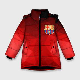 Зимняя куртка для девочек 3D с принтом FC Barcelona red polygon 2018 в Тюмени, ткань верха — 100% полиэстер; подклад — 100% полиэстер, утеплитель — 100% полиэстер. | длина ниже бедра, удлиненная спинка, воротник стойка и отстегивающийся капюшон. Есть боковые карманы с листочкой на кнопках, утяжки по низу изделия и внутренний карман на молнии. 

Предусмотрены светоотражающий принт на спинке, радужный светоотражающий элемент на пуллере молнии и на резинке для утяжки. | fc barcelona | мяч | спорт | футбол | чеппионат