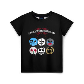 Детская футболка 3D с принтом Hollywood Undead маски в Тюмени, 100% гипоаллергенный полиэфир | прямой крой, круглый вырез горловины, длина до линии бедер, чуть спущенное плечо, ткань немного тянется | charlie scene | danny | funny man | hollywood | j dog | johnny 3 tears | undead | альтернативный | андед | голивуд | голливудская | группа | кранккор | метал | нежить | ню | реп | рок | рэп | рэпкор