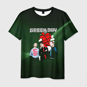 Мужская футболка 3D с принтом Группа Green Day в Тюмени, 100% полиэфир | прямой крой, круглый вырез горловины, длина до линии бедер | american idiot | green day | альтернативный | билли джо армстронг | грин дей | группа | зелёный день | майк дёрнт | музыка | надпись | панк | поп | поппанк | рок | тре кул