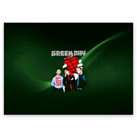 Поздравительная открытка с принтом Группа Green Day в Тюмени, 100% бумага | плотность бумаги 280 г/м2, матовая, на обратной стороне линовка и место для марки
 | american idiot | green day | альтернативный | билли джо армстронг | грин дей | группа | зелёный день | майк дёрнт | музыка | надпись | панк | поп | поппанк | рок | тре кул