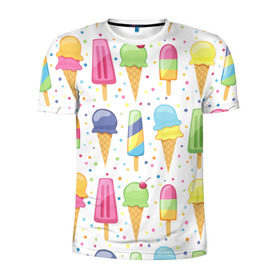 Мужская футболка 3D спортивная с принтом мороженное в Тюмени, 100% полиэстер с улучшенными характеристиками | приталенный силуэт, круглая горловина, широкие плечи, сужается к линии бедра | dessert | food | ice cream | sweets | десерт | еда | мороженное | сладости