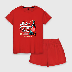 Женская пижама с шортиками хлопок с принтом Nuka-Cola Corporation в Тюмени, 100% хлопок | футболка прямого кроя, шорты свободные с широкой мягкой резинкой | fallout | nuka cola corporation