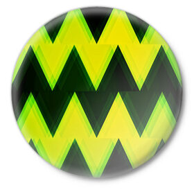 Значок с принтом Zigzag в Тюмени,  металл | круглая форма, металлическая застежка в виде булавки | pattern | zigzag | абстракция | арт | зигзаг | линии | полосы | узор