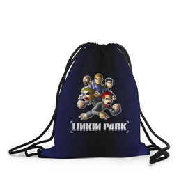 Рюкзак-мешок 3D с принтом Группа Linkin Park в Тюмени, 100% полиэстер | плотность ткани — 200 г/м2, размер — 35 х 45 см; лямки — толстые шнурки, застежка на шнуровке, без карманов и подкладки | 