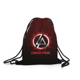 Рюкзак-мешок 3D с принтом Красно-черный Linkin Park в Тюмени, 100% полиэстер | плотность ткани — 200 г/м2, размер — 35 х 45 см; лямки — толстые шнурки, застежка на шнуровке, без карманов и подкладки | 