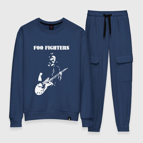Женский костюм хлопок с принтом Foo Fighters в Тюмени, 100% хлопок | на свитшоте круглая горловина, мягкая резинка по низу. Брюки заужены к низу, на них два вида карманов: два 