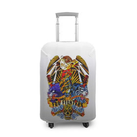 Чехол для чемодана 3D с принтом Foo Fighters, орел и тигры в Тюмени, 86% полиэфир, 14% спандекс | двустороннее нанесение принта, прорези для ручек и колес | 
