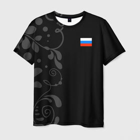 Мужская футболка 3D с принтом Russia - Black collection в Тюмени, 100% полиэфир | прямой крой, круглый вырез горловины, длина до линии бедер | Тематика изображения на принте: 0x000000123 | black collection | russia | россия
