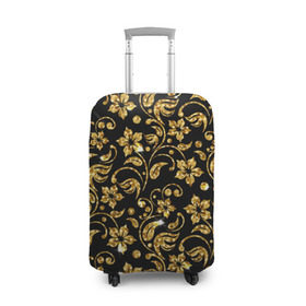 Чехол для чемодана 3D с принтом Люкс в Тюмени, 86% полиэфир, 14% спандекс | двустороннее нанесение принта, прорези для ручек и колес | diamond | flowers | gold | golden | блеск | богатство | бриллиант | злато | золото | орнамент | узор | цветы