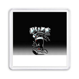 Магнит 55*55 с принтом Заяц в стакане Blink-182 в Тюмени, Пластик | Размер: 65*65 мм; Размер печати: 55*55 мм | Тематика изображения на принте: blink | альтернативный рок | блинк | группа | марк хоппус | музыка | мэтт скиба | надпись | панк | панк рок | песни | поп панк | рок | скейт панк | смайл | смайлик | трэвис баркер