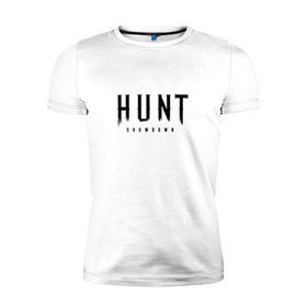 Мужская футболка премиум с принтом Hunt: Showdown Black Logo в Тюмени, 92% хлопок, 8% лайкра | приталенный силуэт, круглый вырез ворота, длина до линии бедра, короткий рукав | crytek | game | hunt | hunt: showdown | hunter | monsters | showdown | игра | крайтек | охота | столкновение