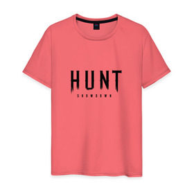 Мужская футболка хлопок с принтом Hunt: Showdown Black Logo в Тюмени, 100% хлопок | прямой крой, круглый вырез горловины, длина до линии бедер, слегка спущенное плечо. | crytek | game | hunt | hunt: showdown | hunter | monsters | showdown | игра | крайтек | охота | столкновение