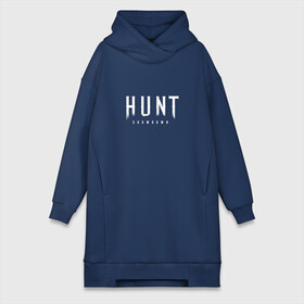 Платье-худи хлопок с принтом Hunt: Showdown White Logo в Тюмени,  |  | Тематика изображения на принте: crytek | game | hunt | hunt: showdown | hunter | monsters | showdown | игра | крайтек | охота | столкновение
