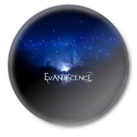Значок с принтом Evanescence звездное небо в Тюмени,  металл | круглая форма, металлическая застежка в виде булавки | evanescence | альтернативный | готик | группа | джен маджура | исчезновение | метал | ню | рок | синий | тим маккорд | трой маклоухорн | уилл хант | хард | эванесенс | эми ли