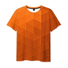 Мужская футболка 3D с принтом Orange abstraction в Тюмени, 100% полиэфир | прямой крой, круглый вырез горловины, длина до линии бедер | Тематика изображения на принте: abstraction | geometry | polygon | абстракция | геометрия | грань | краски | кубик | кубики | линии | мозаика | полигоны | ребро | текстура | узор