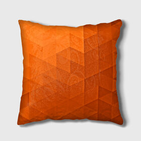 Подушка 3D с принтом Orange abstraction в Тюмени, наволочка – 100% полиэстер, наполнитель – холлофайбер (легкий наполнитель, не вызывает аллергию). | состоит из подушки и наволочки. Наволочка на молнии, легко снимается для стирки | abstraction | geometry | polygon | абстракция | геометрия | грань | краски | кубик | кубики | линии | мозаика | полигоны | ребро | текстура | узор