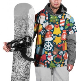 Накидка на куртку 3D с принтом Новогодний набор в Тюмени, 100% полиэстер |  | new year | елка | новый год | подарок | снеговик | снежинка