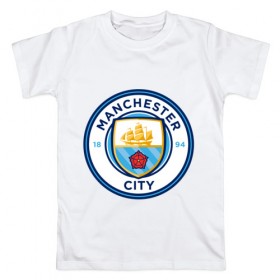 Мужская футболка хлопок с принтом Manchester City в Тюмени, 100% хлопок | прямой крой, круглый вырез горловины, длина до линии бедер, слегка спущенное плечо. | citi | city | manchester | siti | англия | болельщик | горожане | гостевая | манчестер | сити | фанат | форма | футбольная