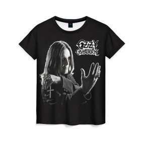 Женская футболка 3D с принтом Оззи Осборн в Тюмени, 100% полиэфир ( синтетическое хлопкоподобное полотно) | прямой крой, круглый вырез горловины, длина до линии бедер | black sabbath | ozzy osbourne | оззи осборн