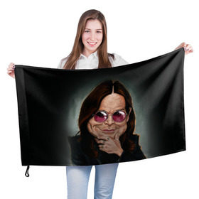 Флаг 3D с принтом Оззи Осборн в Тюмени, 100% полиэстер | плотность ткани — 95 г/м2, размер — 67 х 109 см. Принт наносится с одной стороны | black sabbath | ozzy osbourne | оззи осборн